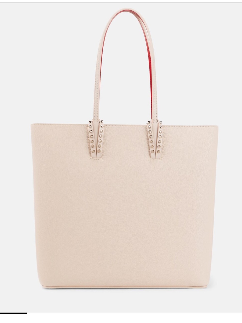 CHRISTIAN LOUBOUTIN CABATA TOTE NEUTRAL BLUSH BEIGE CALF LEATHER NEW ZIPPER TOP
